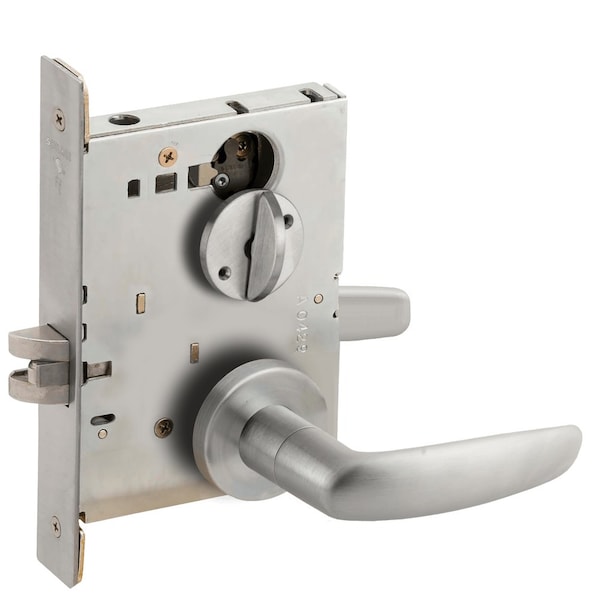 Schlage Grade 1 Privacy with Coin Turn Mortise Lock, 07 Lever, A Rose, Satin Chrome Finish, Field Reversible L9044 07A 626 - main